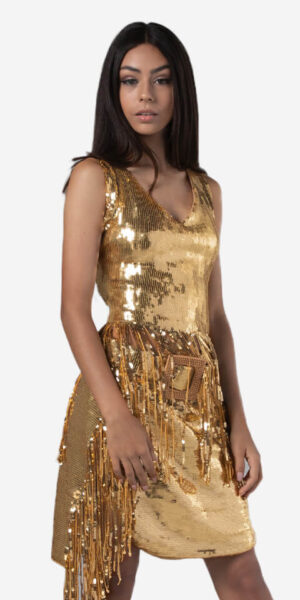 Gold night party dress